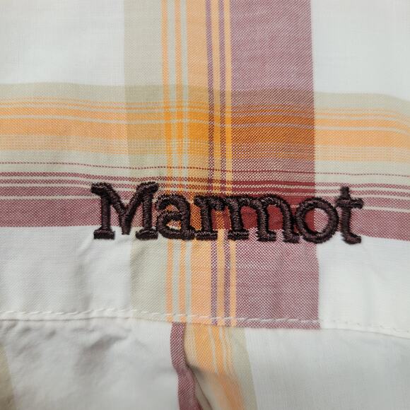 Marmot Button Up Shirt Men's Medium Short Sleeve Plaid Hiking Outdoors Camping - Picture 10 of 12
